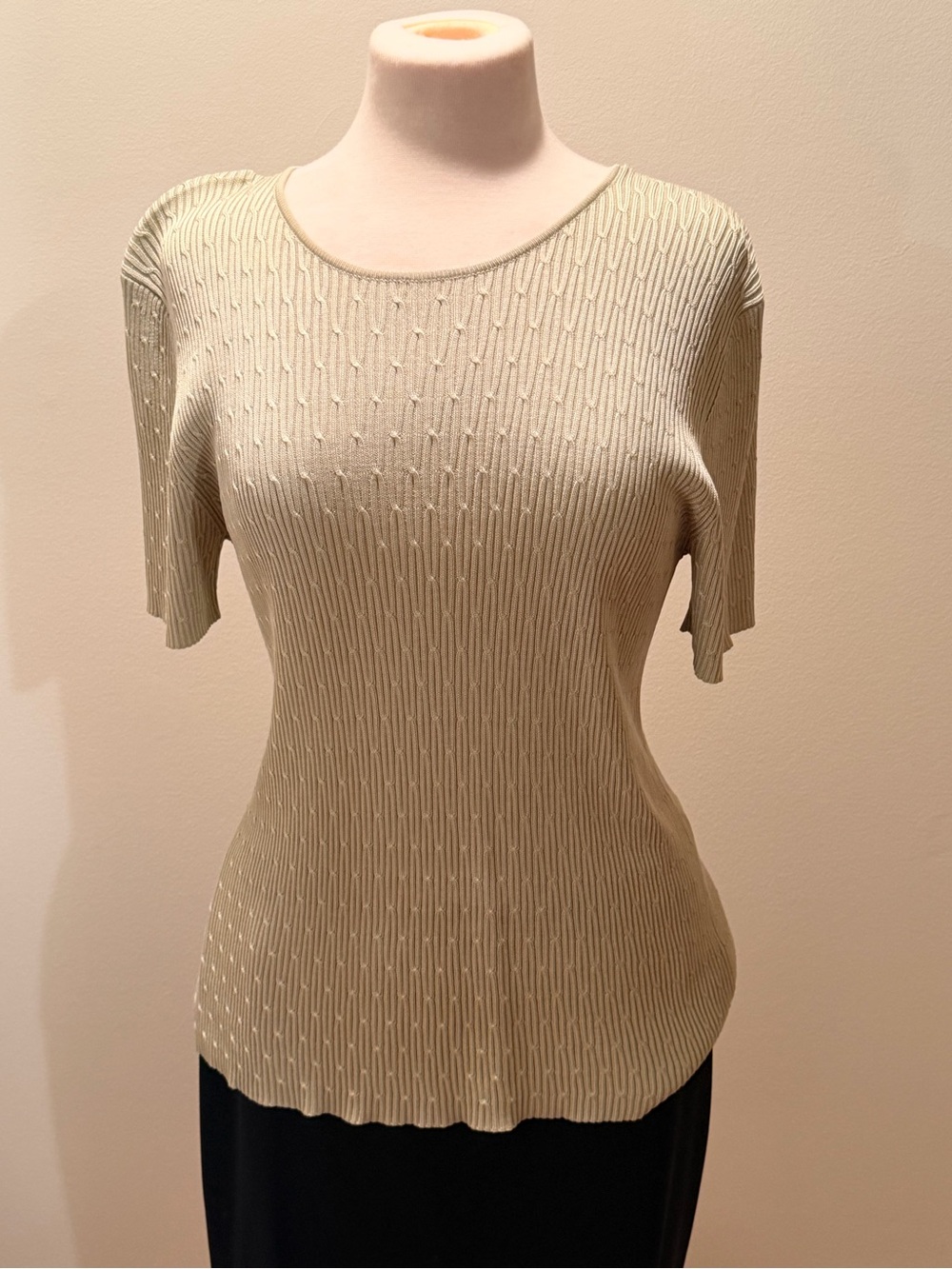 Saks Fifth Avenue Sage Green Short-Sleeve Knit Top